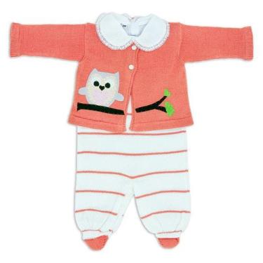 Imagem de Conjunto Recém Nascido Corujinha Laranja casaco salopete - Estylo Baby