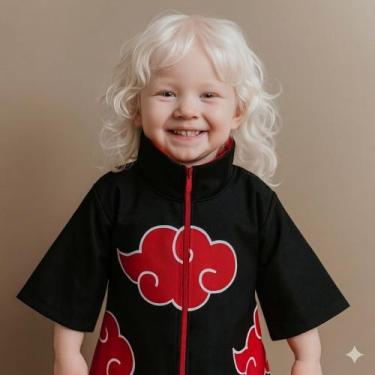 Imagem de Fantasia Infantil Roupa Manto Akatsuki Com Bandana de Tecído Naruto En