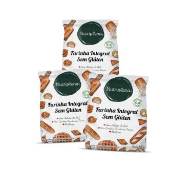 Imagem de Kit 3 Mix de Farinha Integral Sem glúten, Sem Leite e Sem Ovos Nutripleno - 500 g