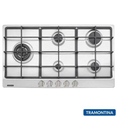 Imagem de Cooktop a Gás Tramontina Penta Plus Tri SS 90 com 05 Bocas, Acendiment