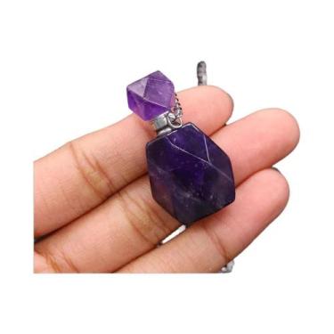 Imagem de Colar Difusor De Óleo Essencial Em Cristal De Quartzo Rosa E Ametista,