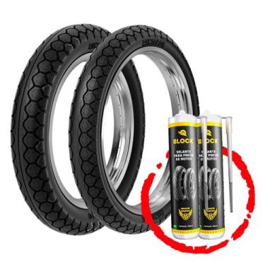 Imagem de Kit Par Pneu Biz Pop 250-17 + 80/100-14 Pd29 Rinaldi + Vacina - Rinald