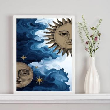 Imagem de Quadro Mistico Sol e Lua - Metades Aquarela 45x34cm