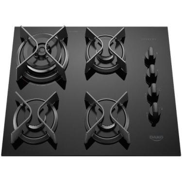 Imagem de Cooktop 4 Bocas Dako Supreme Meas Vidro Preto A Gás Bivolt Bivolt, Biv