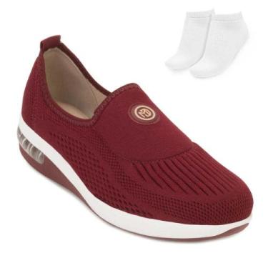 Imagem de Tênis Slip On Modare Ultraconforto e Meia MD25-73202, Vinho, 36