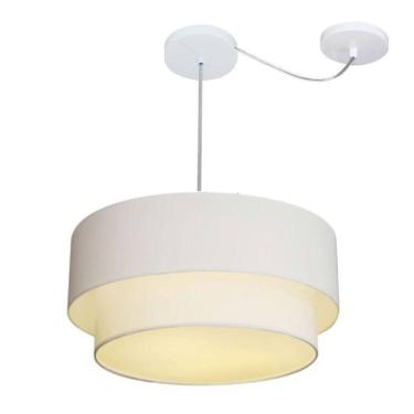 Imagem de Lustre Pendente Duplo Cilíndrico Md-4365 com Cúpula em Tecido 45x40CM e Desvio de Centr...