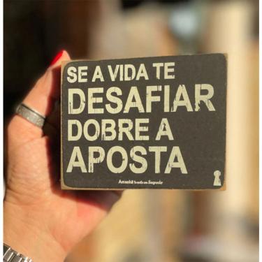 Imagem de Box Decorativo Atcus Box Se a Vida Te Desafiar 8x10 Bx690 para Decoração em Madeira Casa Chafariz
