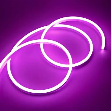 Imagem de Fita de LED Mangueira Neon Silicone 100% Iluminação Decorativa Flexível 5m Roxo OEM
