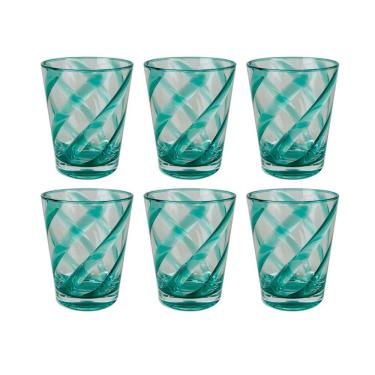 Imagem de Conjunto 6 Copos em Acrílico com Detalhes Espirais Verde 400ml RJW0028 BTC