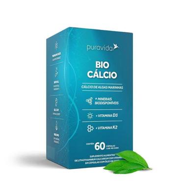 Imagem de Bio Cálcio de Algas Marinhas Vitaminas D3 e K2 60 cáps Puravida-Unissex
