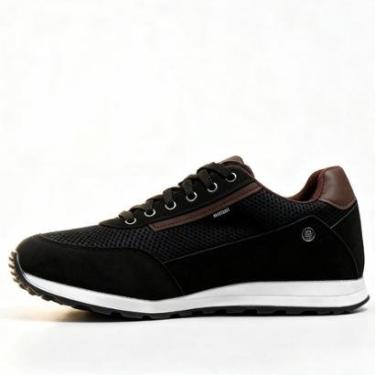 Imagem de Tênis Casual Masculino Sapatênis Sneaker Estilo Retrô Preto Sapatênis Jogging Azul-Masc...