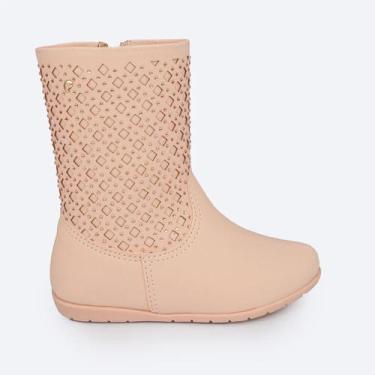 Imagem de Bota Infantil Menina Pampili Jujuba Cano Médio Bege/Strass, 20