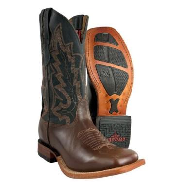 Imagem de Bota Texana Masculina Goyazes Solado Injetado Couro Pull Up Tan Dallas