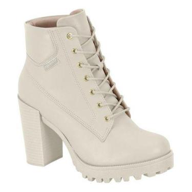 Imagem de Bota Coturno Moleca Salto Grosso Meia Pata Tratorada, Branco off, 38 B