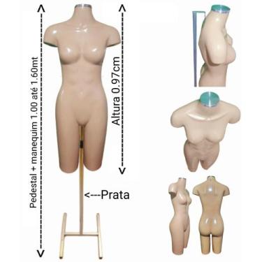Imagem de Manequim feminino (Meio corpo definido N.38) bege com tampa prata + pe