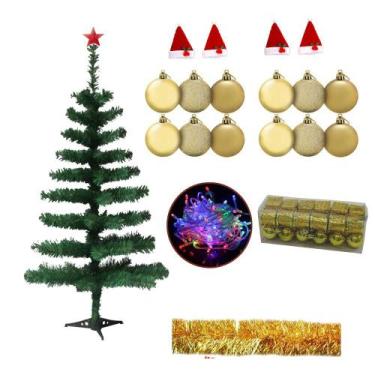 Imagem de Árvore De Natal 60cm 50g Verde Com 46 Itens Decorada Pisca Led 110v - 