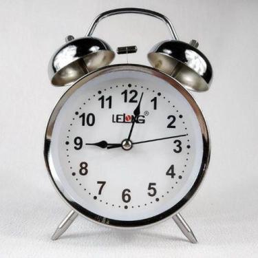 Imagem de Relógio de Mesa Led Despertador Prata 16cm Lelong