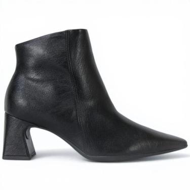 Imagem de Bota Cano Curto Piccadilly Salto Bloco Bico Fino 764029 Feminino, Pret