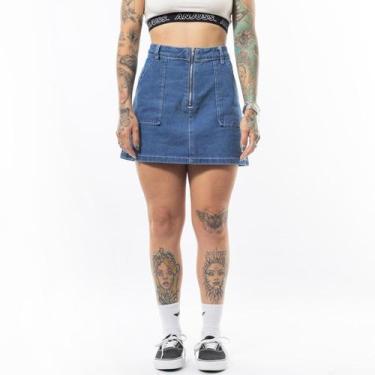 Imagem de Saia Feminina Zipped - Anjuss, Denim medio, 34