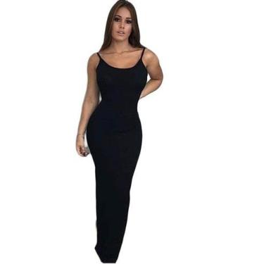 Imagem de Vestido Longo Fenda Cavado Alcinha - Mais Bela, Preto, U