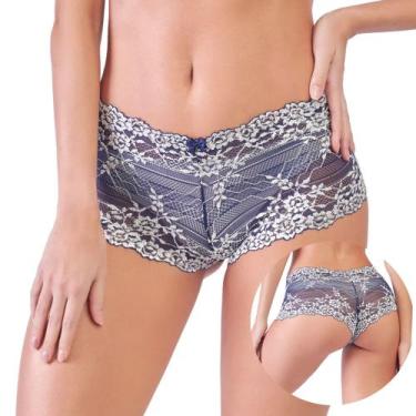 Imagem de Calcinha Caleçon Short Rendado Lingerie Lazada Transparente - Manú, P 