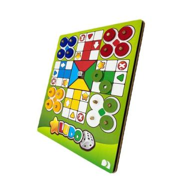 Imagem de Ludo Jogo Tabuleiro Infantil Madeira - Maninho Brinquedos