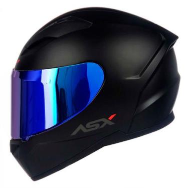 Imagem de Capacete Fechado Asx City Solid Preto Fosco com Viseira Colorida Azul,