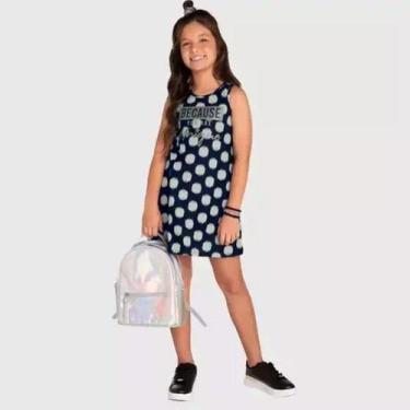 Imagem de Vestido Infantil Menina Regata Em Meia Malha Kyly, Marinho, 10