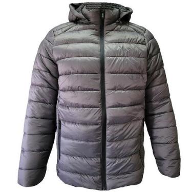 Imagem de Jaqueta Masculina Puffer Bolsos e Capuz Removível Broken Rules, Cinza,