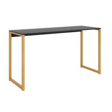 Imagem de Mesa Escrivaninha Industrial Desk 90 Color Quarto Escritório Preto Dourado