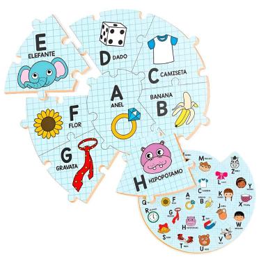 Imagem de Brinquedo Educativo Alfabeto Caracol para Aprendizado de Letras e Coordenação Motora em Mdf GXM