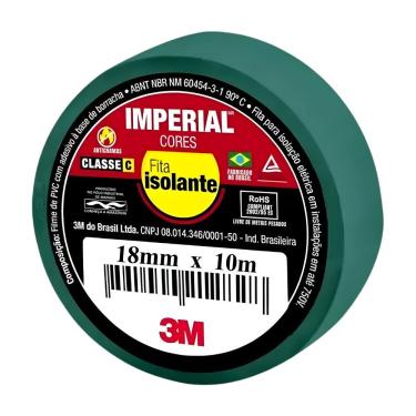 Imagem de Fita Isolante Imperial 18mm X 10m para Uso Geral Doméstico Verde com Boa Isolação Elétrica