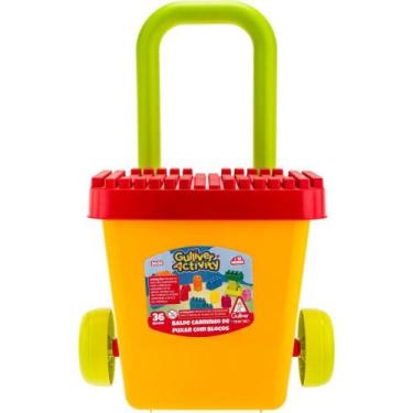 Imagem de Brinquedo para Montar Balde Carrinho de Puxar 50 Peças - Gulliver
