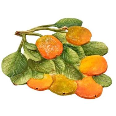 Imagem de Petisqueira Zanatta Cerâmica Laranja c/Folhas Relevo 24x25x4cm - Zanat
