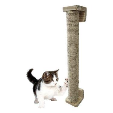 Imagem de Arranhador Parede Para Gatos Poste Brinquedo Pet 54cm Sisal Bege - Bri