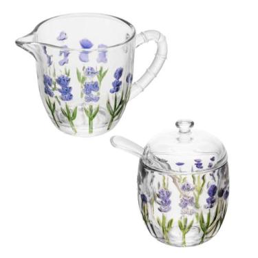 Imagem de Kit Açucareiro 180ml e Leiteira 240ml Cristal Lavanda -Lyor