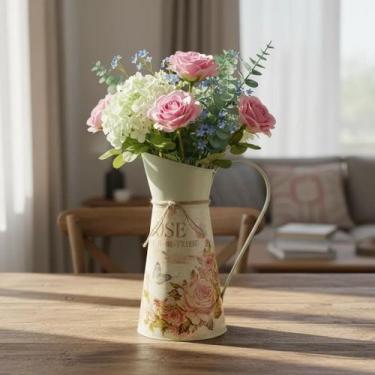 Imagem de Jarro Decorativo de Metal 26cm Altura Vaso Flores Vintage - NOVIDÁDIVA