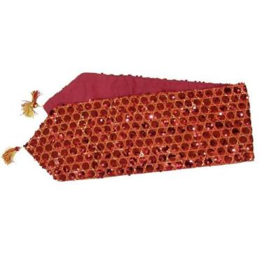 Imagem de CAMINHO DE MESA VERMELHO E DOURADO 175x30cm - DEMELO