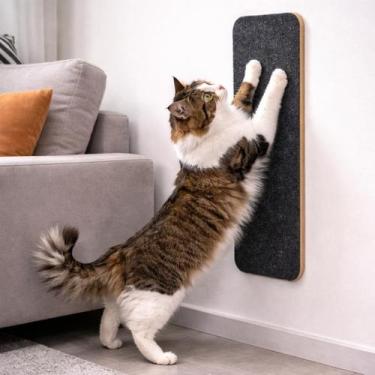 Imagem de Arranhador De Parede Para Gatos Quadrado Carpete Protege Móveis - Cat 