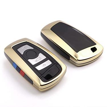 Imagem de WSWJDW Porta-chaves do carro masculino feminino capa porta-chaves porta-chaves, adequado para BMW 1 2 3 4 5 6 7 X1 X3 X4 X5 X6 F30 F34 F10 F07 F20 G30 F15 F16, caixa dourada