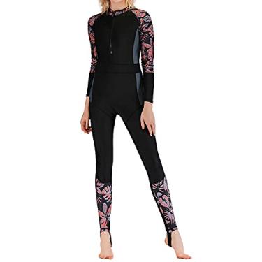 Imagem de Roupa de banho feminina com proteção UV de corpo inteiro, roupa de mergulho de secagem rápida para mergulho com snorkel, surfe, mergulho. Etiqueta 2GG = G dos EUA