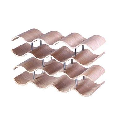 Imagem de Pkfinrd Estantes para vinho em casa, hotel, bar, madeira, suporte criativo para exibição de vinho com uva ondulada, suporte para exibição de garrafas de madeira maciça