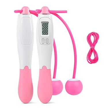 Imagem de Hlily Corda de pular com alça de bola Corda de pular de velocidade Corda ajustável & Corda de pular digital Contador de calorias ajustável Salto Cordas de pular Exercícios de fitness Exercícios de queima de gordura