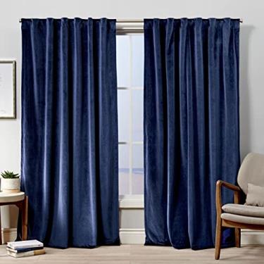 Imagem de Exclusive Home Curtains EH8429-02 2-96H Painel de cortina com aba oculta de veludo, 132 x 244 cm, azul-marinho, 2 painéis