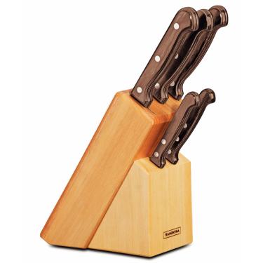 Imagem de Conjunto de Facas Tramontina Polywood c/ Cepo - 6 Peças