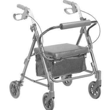 Imagem de Andador alumínio dobrável de 4 rodas assento e cesta mobil