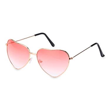 Imagem de Óculos de sol com armação de metal moda feminina vestido extravagante retrô em forma de coração com lente gradiente óculos de sol uv 400 ao ar livre, c01, china