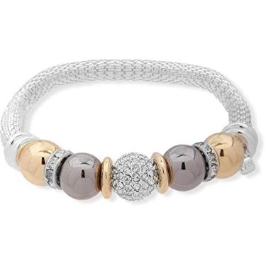 Imagem de Nine West Pulseira feminina elástica Fireball Tri Tone
