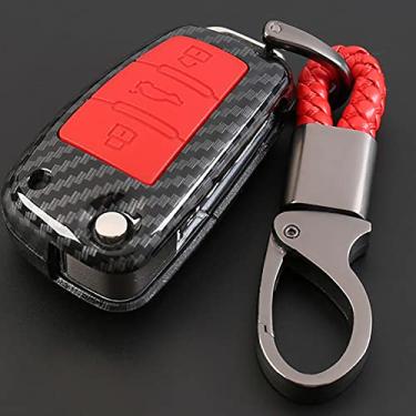 Imagem de Tampa de chave de carro de fibra de carbono ND Fob remoto para Audi (A1-A8 Q3 Q5 S4 R8)