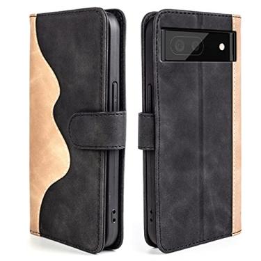 Imagem de Capa para Google Pixel 6/6 Pro com TPU à prova de choque, capa carteira de couro de luxo com compartimentos para cartões Capa de celular flip magnética com suporte, preta, 6 Pro 6 polegadas